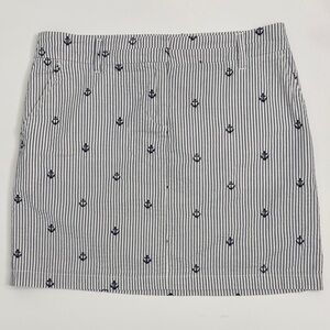 British Khaki Navy & White Striped Anchor Mini Skirt